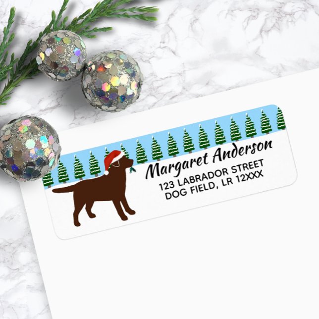 Chocolate Labrador Christmas Santa Return Address (Chocolate Labrador Christmas Santa Design Return Address Label for Labrador Owners.)