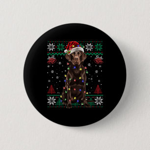 Chocolate Labrador Christmas Santa Ugly Sweater Do 6 Cm Round Badge