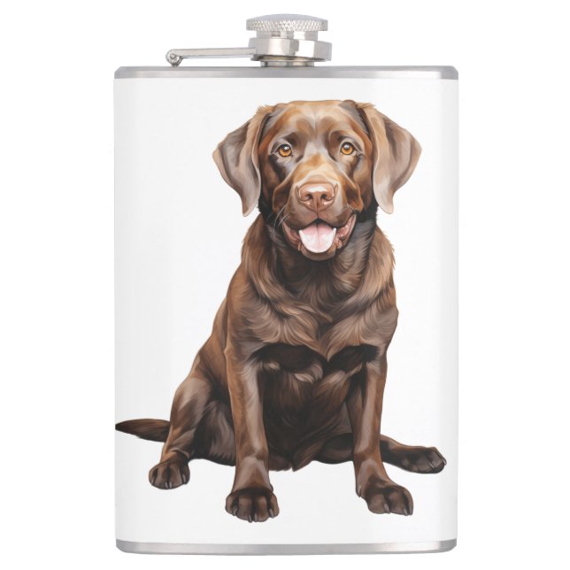 Chocolate Labrador Coffee Mug Hip Flask (Front)