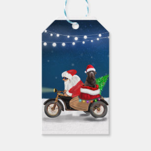 Chocolate Labrador Dog Christmas Santa Claus Gift Tags