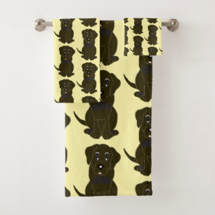 Chocolate Labrador Dog Design Bath Towel Set