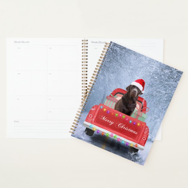Chocolate Labrador Dog in Snow Christmas  Planner (Display)