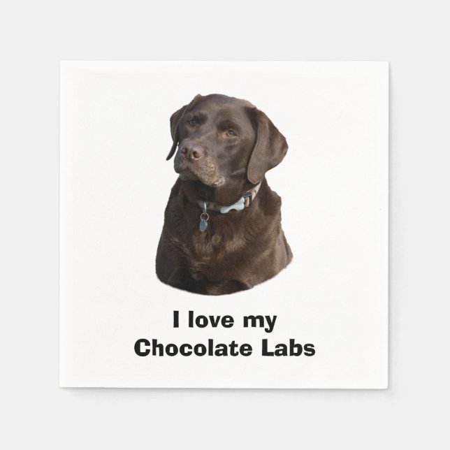 Chocolate Labrador dog photo portrait Napkin (Front)
