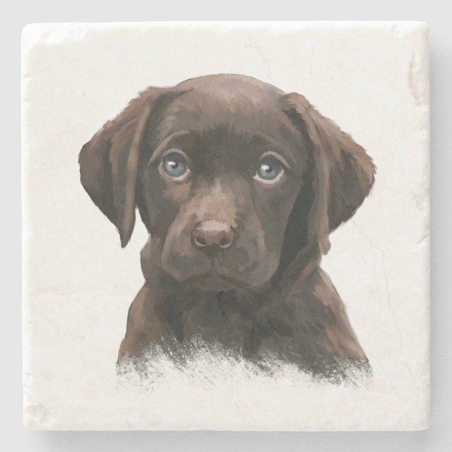 Chocolate Labrador Dog Stone Coaster (Front)