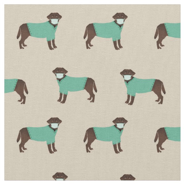 Chocolate Labrador dog tan Fabric (Close Up)