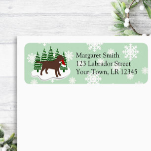 Chocolate Labrador Evergreen Return Address