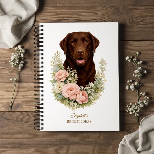 Chocolate Labrador Floral Portrait Notebook (Creator Uploaded)
