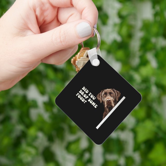 Chocolate Labrador Funny Key Ring (Hand)