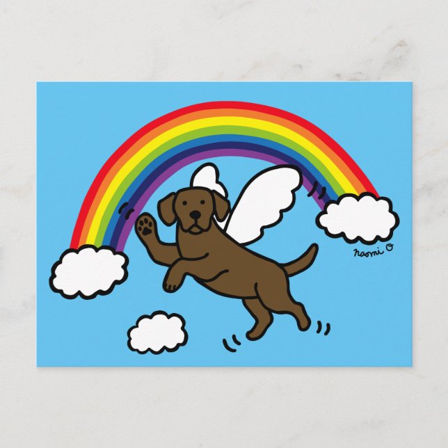 Chocolate Labrador Guardian Angel (Rainbow Bridge) Postcard (Front)
