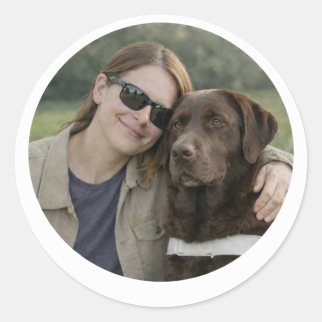 Chocolate Labrador Guide Dog Partnership – Woman  Classic Round Sticker (Front)