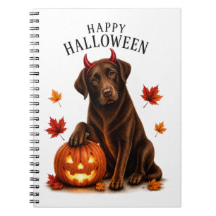 Chocolate Labrador Halloween Devil Dog Notebook
