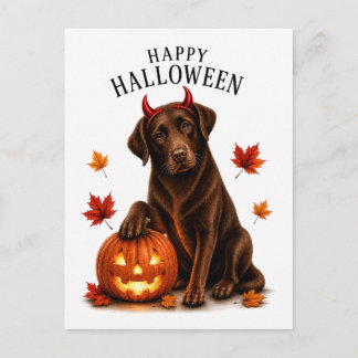 Chocolate Labrador Halloween Postcard