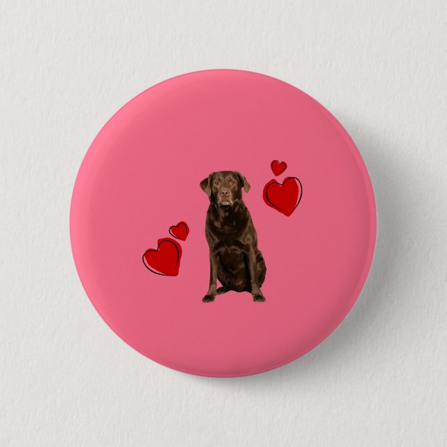 Chocolate Labrador Happy Valentine's Day 6 Cm Round Badge (Front)