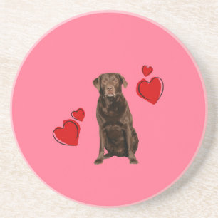 Chocolate Labrador Happy Valentine's Day Coaster
