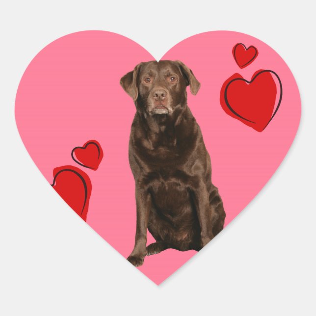 Chocolate Labrador Happy Valentine's Day Heart Sticker (Front)