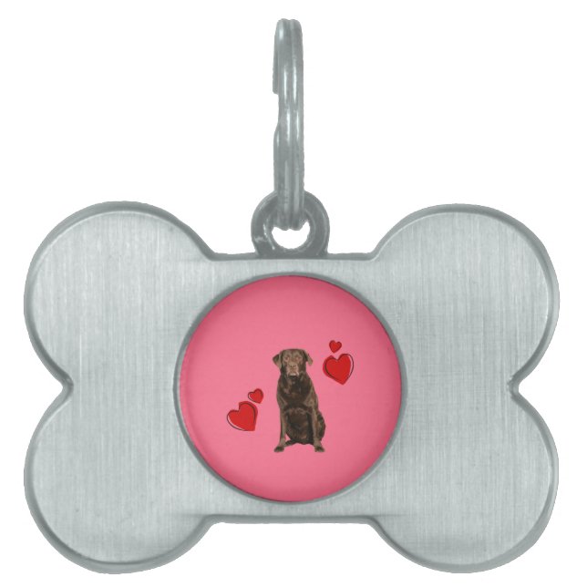 Chocolate Labrador Happy Valentine's Day Pet Tag (Front)