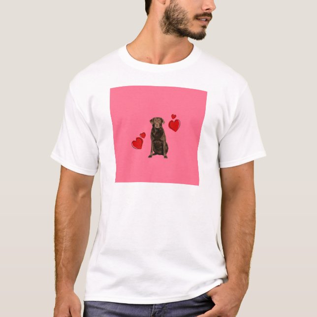 Chocolate Labrador Happy Valentine's Day T-Shirt (Front)