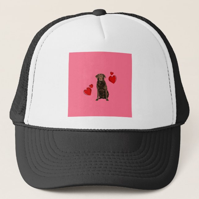Chocolate Labrador Happy Valentine's Day Trucker Hat (Front)
