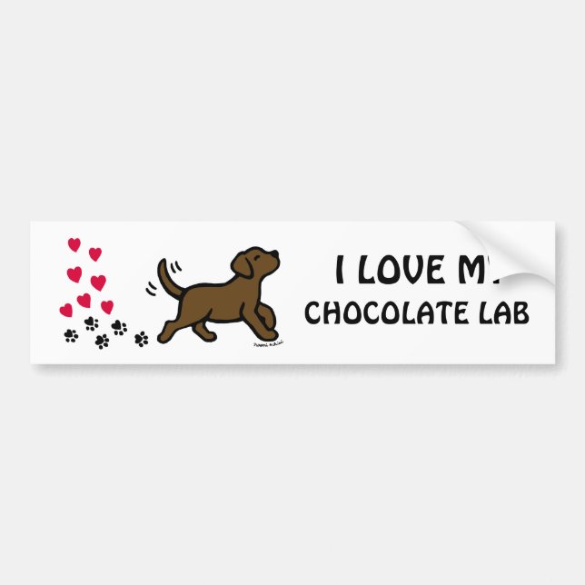 Chocolate Labrador Heart Valentine Sticker (Front)