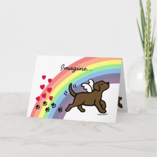 Chocolate Labrador Hearts Rainbow Bridge Card