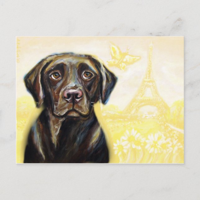 Chocolate Labrador in Paris Postcard (Front)