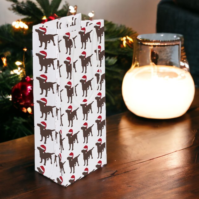 Chocolate Labrador In Red Santa Hat Wine Gift Bag (Chocolate Labrador In Red Santa Hat Wine Gift Bag from Ricaso)