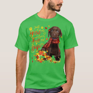 Chocolate Labrador Just A Girl Who Loves Fall And  T-Shirt