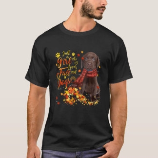 Chocolate Labrador Just A Girl Who Loves Fall And T-Shirt
