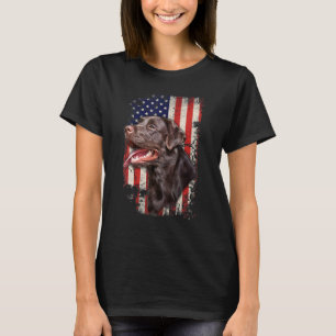 Chocolate Labrador Labs Patriotic American Flag 4t T-Shirt