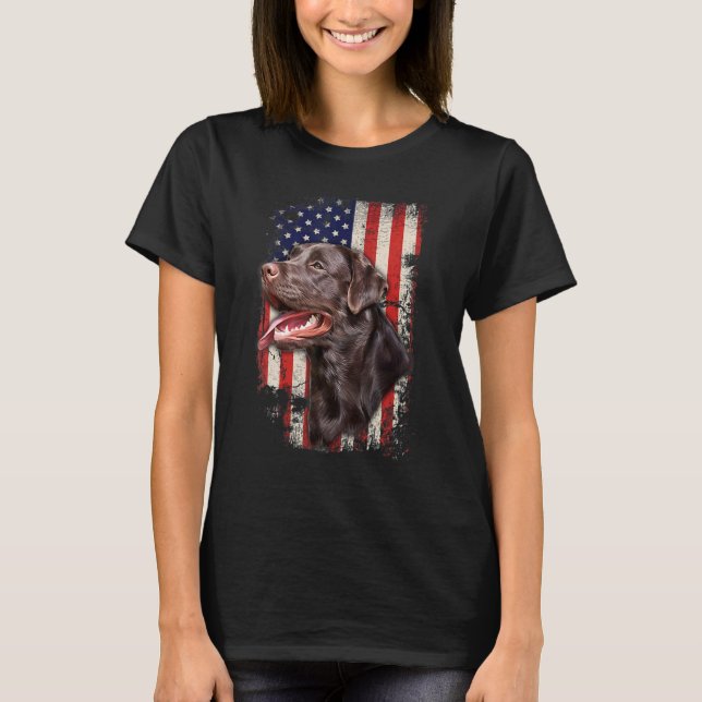 Chocolate Labrador Labs Patriotic American Flag 4t T-Shirt (Front)