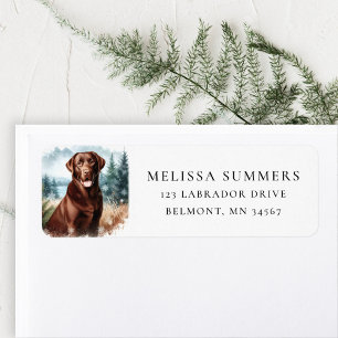 Chocolate Labrador Landscape Return Address Label
