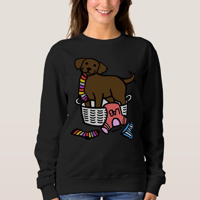 Chocolate Labrador Laundry Basket Sweatshirt (Front)