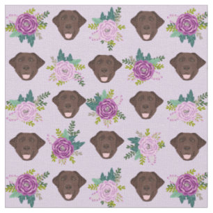 Chocolate labrador lavender florals fabric