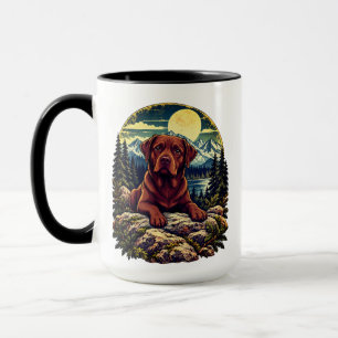 Chocolate Labrador Mountain Wilderness Landscape Mug
