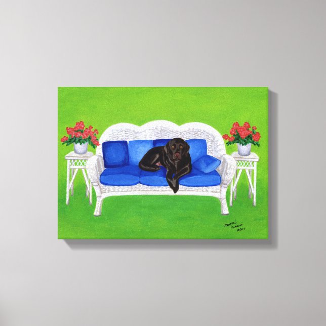 Chocolate Labrador on the Couch Artwork Canvas Print (Front)