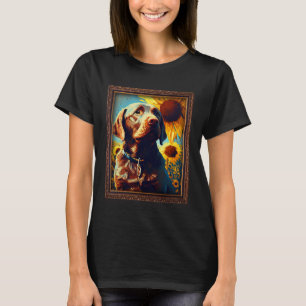Chocolate Labrador Painting Sunflower Flower Mum W T-Shirt