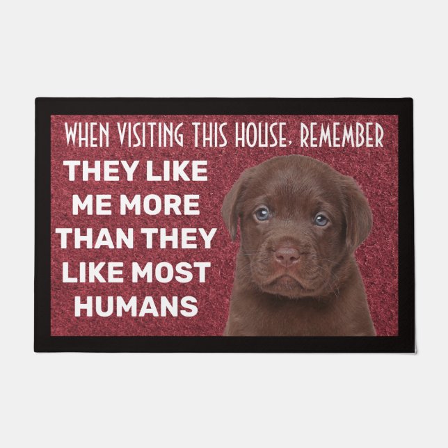 Chocolate Labrador personalised doormat (Front)