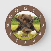 Chocolate Labrador Personalised Large Clock