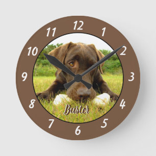 Chocolate Labrador Personalized Large Clock