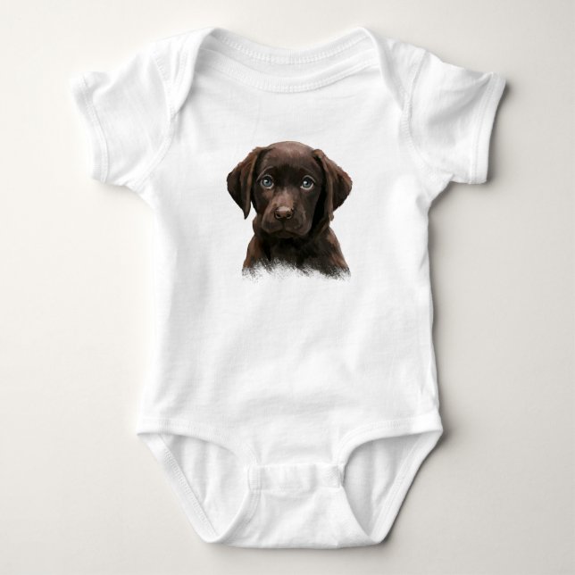 Chocolate Labrador Puppy Baby Bodysuit (Front)