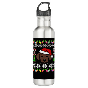 Chocolate Labrador Puppy Christmas Santa Oversized 710 Ml Water Bottle