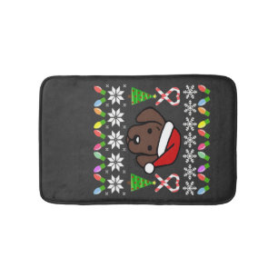 Chocolate Labrador Puppy Christmas Santa Oversized Bath Mat