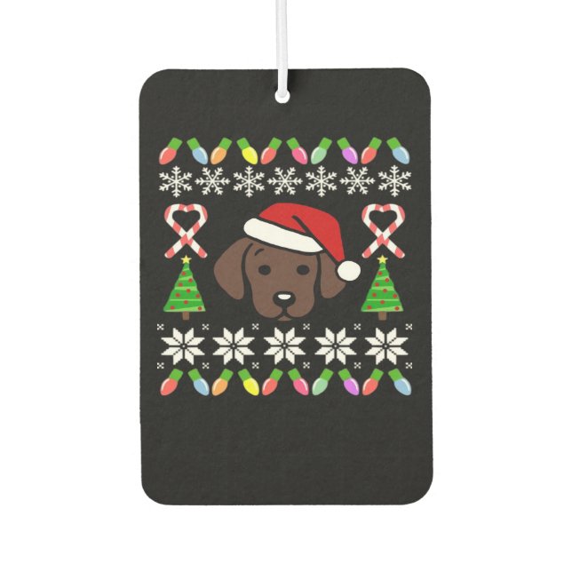 Chocolate Labrador Puppy Christmas Santa Oversized Car Air Freshener (Front)