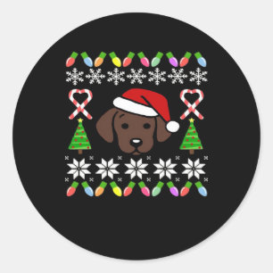 Chocolate Labrador Puppy Christmas Santa Oversized Classic Round Sticker