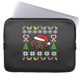 Chocolate Labrador Puppy Christmas Santa Oversized Laptop Sleeve