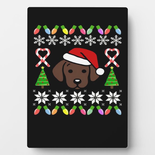 Chocolate Labrador Puppy Christmas Santa Oversized Plaque (Front)