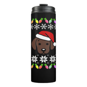 Chocolate Labrador Puppy Christmas Santa Oversized Thermal Tumbler