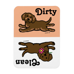 Chocolate Labrador Puppy Clean / Dirty Magnet