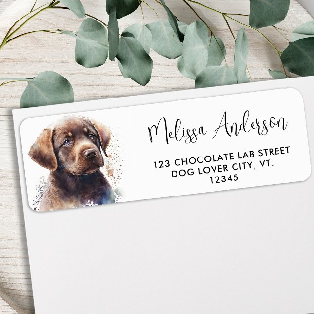 Chocolate Labrador Puppy Dog Modern Return Address (Creator Uploaded)
