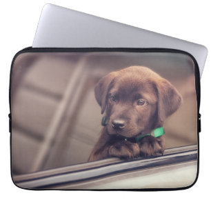 Chocolate Labrador Puppy In Car Laptop Sleeve